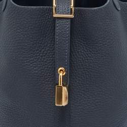 Pre Owned Hermes Bleu Nuit Taurillon Clemence Leather Picotin Lock 18 Bag