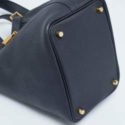 Pre Owned Hermes Bleu Nuit Taurillon Clemence Leather Picotin Lock 18 Bag