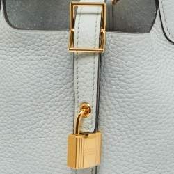 Pre Owned Hermes Bleu Pale Taurillon Clemence Leather Picotin Lock 18 Bag
