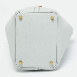 Pre Owned Hermes Bleu Pale Taurillon Clemence Leather Picotin Lock 18 Bag