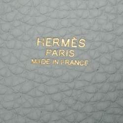 Pre Owned Hermes Bleu Pale Taurillon Clemence Leather Picotin Lock 18 Bag