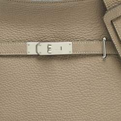 Pre Owned Hermès Gris Tourterelle Togo Leather Palladium Finish Jypsiere 28 Bag