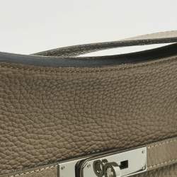 Pre Owned Hermès Gris Tourterelle Togo Leather Palladium Finish Jypsiere 28 Bag