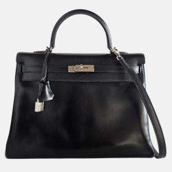 Pre Owned Hermes Kelly 35 Box Leather Palladium Hardware Bag