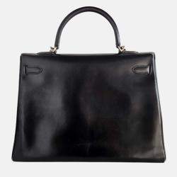 Pre Owned Hermes Kelly 35 Box Leather Palladium Hardware Bag
