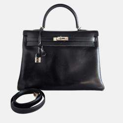 Pre Owned Hermes Kelly 35 Box Leather Palladium Hardware Bag