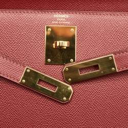 Pre Owned Hermes Rouge Grenat Epsom Leather Gold Finish Kelly Sellier 28 Bag