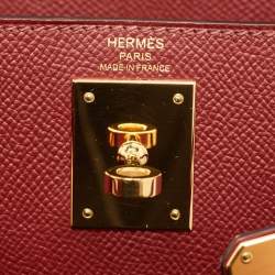 Pre Owned Hermes Rouge Grenat Epsom Leather Gold Finish Kelly Sellier 28 Bag