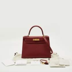 Pre Owned Hermes Rouge Grenat Epsom Leather Gold Finish Kelly Sellier 28 Bag