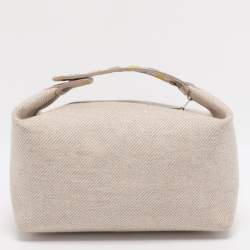 Pre Owned Hermes Beige Canvas Large Bride-a-Brac Case Pouch