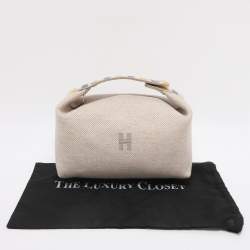 Pre Owned Hermes Beige Canvas Large Bride-a-Brac Case Pouch