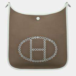 Pre Owned Hermes Brown/White Canvas Neo Evelyne 29 Bag