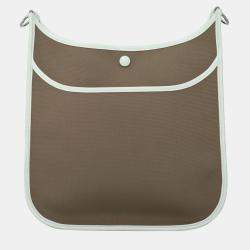 Pre Owned Hermes Brown/White Canvas Neo Evelyne 29 Bag