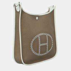 Pre Owned Hermes Brown/White Canvas Neo Evelyne 29 Bag