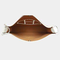 Pre Owned Hermes Brown/White Canvas Neo Evelyne 29 Bag