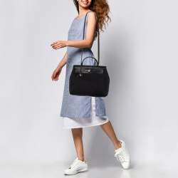 Pre Owned Hermes Black Toile Canvas and Vache Hunter 2in1 Herbag 31 Bag