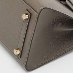 Pre Owned Hermes Gris Etain Epsom Leather Gold Finish Birkin Sellier 25 Bag