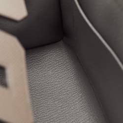 Pre Owned Hermes Gris Etain Epsom Leather Gold Finish Birkin Sellier 25 Bag