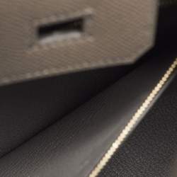 Pre Owned Hermes Gris Etain Epsom Leather Gold Finish Birkin Sellier 25 Bag