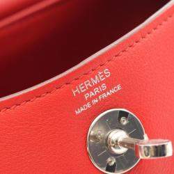 Pre Owned Hermes Lindy Mini Red Swift Leather Shoulder Bag