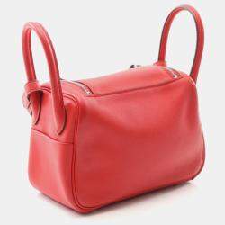 Pre Owned Hermes Lindy Mini Red Swift Leather Shoulder Bag