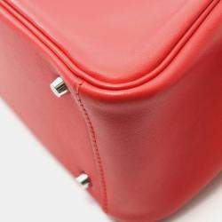 Pre Owned Hermes Lindy Mini Red Swift Leather Shoulder Bag