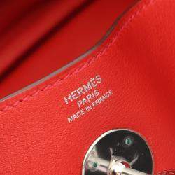 Pre Owned Hermes Lindy 26 Rouge Tomate Swift Leather Shoulder Bag