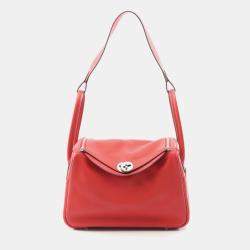 Pre Owned Hermes Lindy 26 Rouge Tomate Swift Leather Shoulder Bag