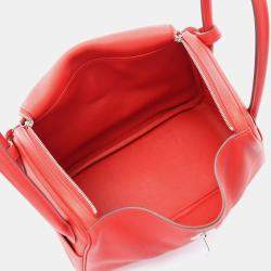 Pre Owned Hermes Lindy 26 Rouge Tomate Swift Leather Shoulder Bag