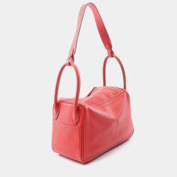 Pre Owned Hermes Lindy 26 Rouge Tomate Swift Leather Shoulder Bag