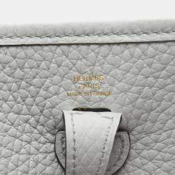 Pre Owned Hermes Evelyne 16 Blue Pale Taurillon Clemence Leather Crossbody Bag