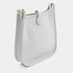 Pre Owned Hermes Evelyne 16 Blue Pale Taurillon Clemence Leather Crossbody Bag