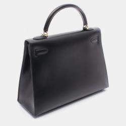مملوكة مسبقًا حقيبة يد هيرمس كيلي 32 جلد بوكس عجل أسود