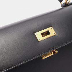 مملوكة مسبقًا حقيبة يد هيرمس كيلي 32 جلد بوكس عجل أسود