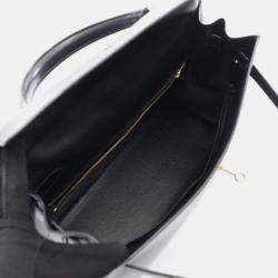 مملوكة مسبقًا Hermes Kelly 32 Black Box Calf Leather Tote Bag
