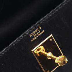 مملوكة مسبقًا Hermes Kelly 32 Black Box Calf Leather Tote Bag