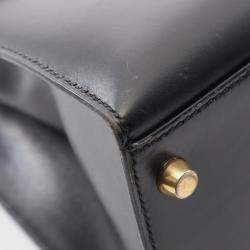 مملوكة مسبقًا Hermes Kelly 32 Black Box Calf Leather Tote Bag