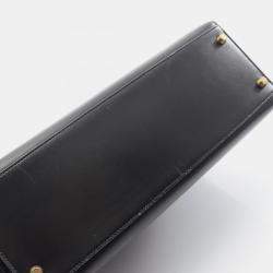 مملوكة مسبقًا Hermes Kelly 32 Black Box Calf Leather Tote Bag