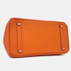 Pre Owned Hermes Orange Leather Birkin 35