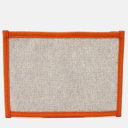 Pre Owned Hermes Orange Leather Petit H Pocket