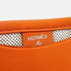 Pre Owned Hermes Orange Leather Petit H Pocket