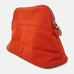 Pre Owned Hermes Red Cotton Bolide Pouch