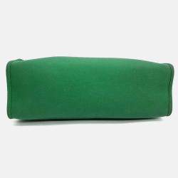 Pre Owned Hermes Green Canvas and Leather NEW ZIP Herbag Small