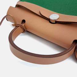 Pre Owned Hermes Green Canvas and Leather NEW ZIP Herbag Small