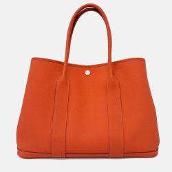 Pre Owned Hermes Red Leather Garden Party