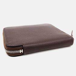 Pre Owned Hermes Brown Leather Silky Half Wallet