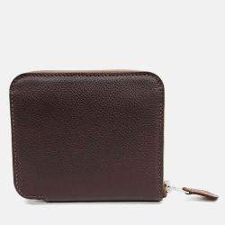 Pre Owned Hermes Brown Leather Silky Half Wallet