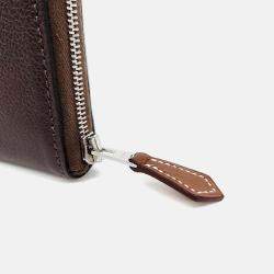 Pre Owned Hermes Brown Leather Silky Half Wallet