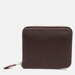 Pre Owned Hermes Brown Leather Silky Half Wallet