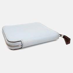 Pre Owned Hermes Blue Leather Silky Half Wallet